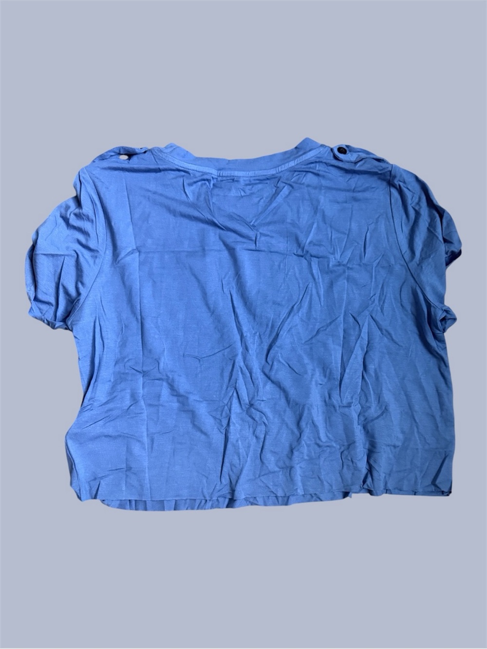 NWT Cupshe Blue Cropped Short Sleeve T-Shirt - Picture 2 of 2